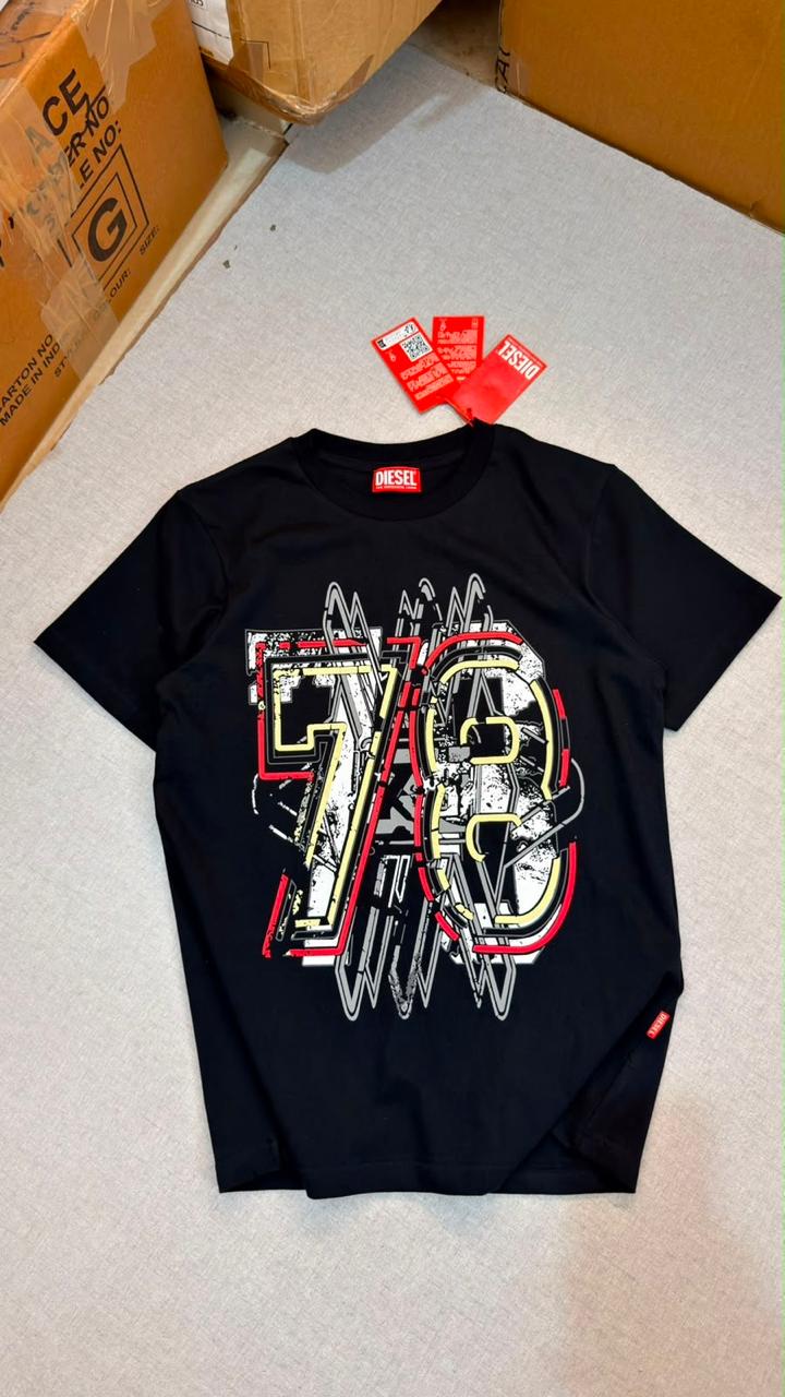 Die.sel Black T-shirt with 78 Print