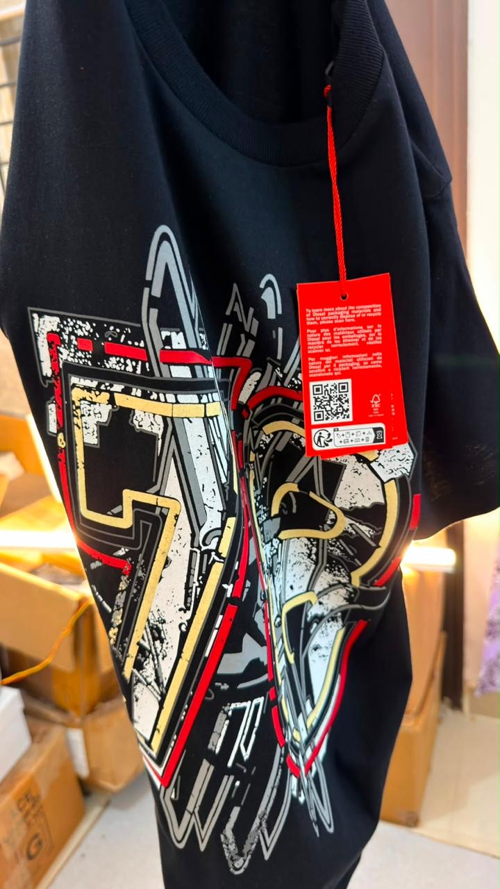 Die.sel Black T-shirt with 78 Print